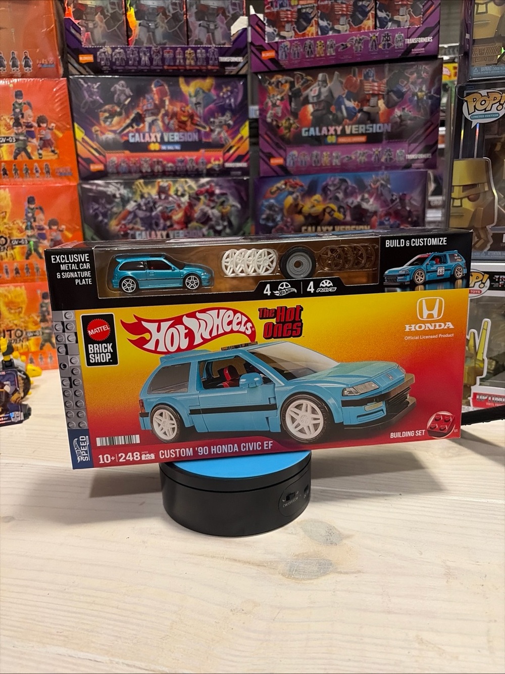 Hot Wheels Brick Shop Custom '90 Honda Civic EF Building Set - Blue